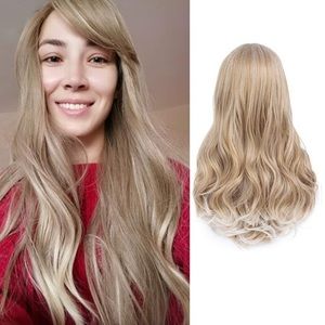 🆕️ Ombre Ash Blonde Wig with Bangs 24”Mixed Color